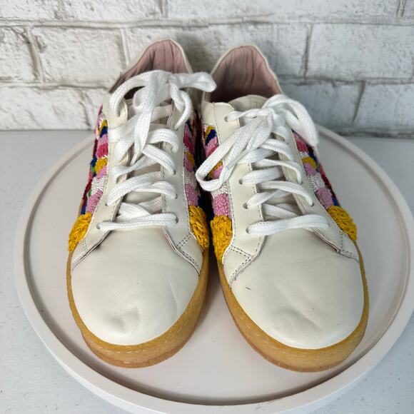 Embroidered White Flats with Multicolor Design - Picture 3 of 10